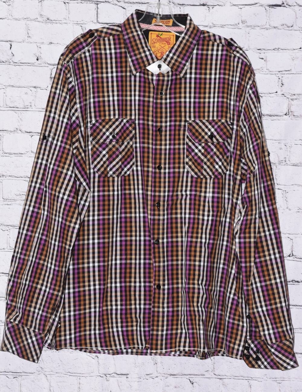 Sovereign Code Mens Long Sleeve Wester Plaid Button Up Down Shirt Size XL NWOT